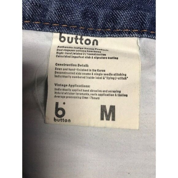 Button Denim Women Indigo M Cut Off Shorts Distressed Pockets - Picture 8 of 9